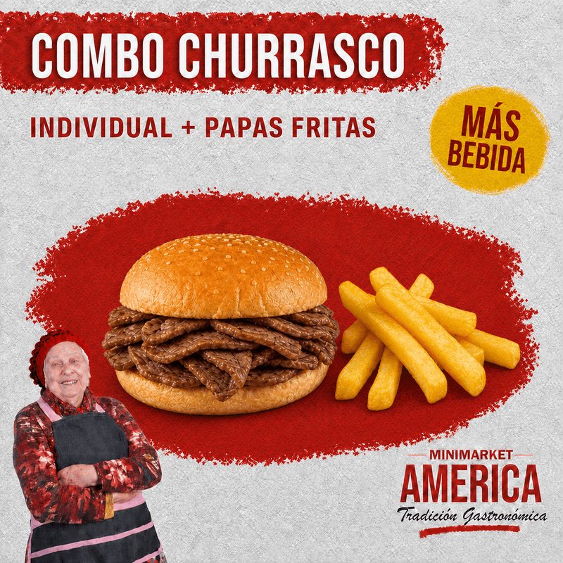 Combo Churrasco + Papas y Bebida