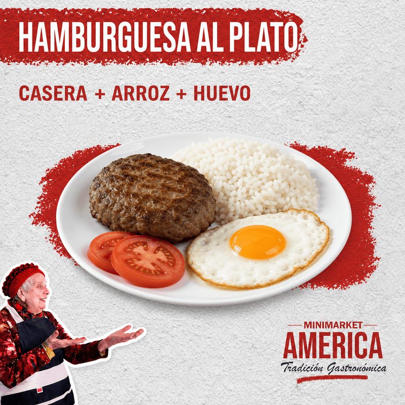 Hamburguesa al Plato con Arroz