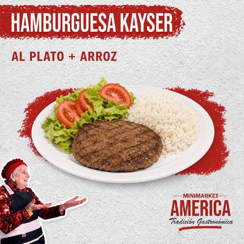 Hamburguesa Kayser al Plato con Arroz